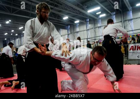 Aikido-Demonstration am 17.. November 2019 fand im jährlichen Geek- und Popkultursalon „Art to Play“ zum 9.. Mal in Folge im Parc des Exposition in Nantes, Frankreich, statt. (Foto von Vernault Quentin/NurPhoto) Stockfoto