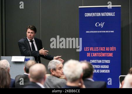Christian Estrosi, Bürgermeister der südfrenetischen Stadt Nizza, nimmt am 17. November 2019 im Pariser Palais des Congres an der nationalen Konvention des Vertretungsrates der jüdischen Institutionen Frankreichs (CRIF - Conseil Representatif des Institutions juives de France) aus dem Jahr 10. Teil. (Foto von Michel Stoupak/NurPhoto) Stockfoto