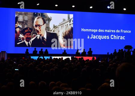 Französische Bürgermeister zollen Jacques Chirac vor der Eröffnung des französischen Bürgermeisterkongresses am 19. November 2019 in Paris, Frankreich, Tribut. (Foto von Daniel Pier/NurPhoto) Stockfoto