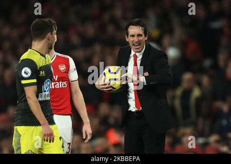 Arsenal-Manager Unai Emery während des Premier League-Spiels zwischen Arsenal und Southampton im Emirates Stadium, London, am Samstag, 23.. November 2019. (Foto von Leila Coker/MI News/NurPhoto) Stockfoto