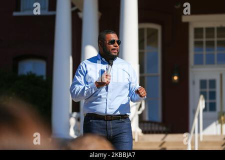 Bloomsburg, Usa. 03.. November 2022. Austin Davis, demokratischer Kandidat für den Vizegouverneur von Pennsylvania, spricht bei einer Wahlkampfveranstaltung an der Bloomsburg University. Kredit: SOPA Images Limited/Alamy Live Nachrichten Stockfoto