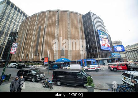 Madison Square Garden MSG, eine Mehrzweck-Sport- und Konzertarena über der Metro Penn/Pennsylvania Station im Chelsea-Viertel von Manhattan zwischen 7. und 8. Avenue, New York City NYC in den Vereinigten Staaten. Heute ist es die Heimat der New York Rangers der National Hockey League - NHL und der New York Knicks der National Basketball Association - NBA (Foto von Nicolas Economou/NurPhoto) Stockfoto