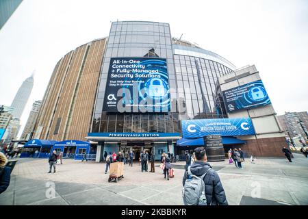 Madison Square Garden MSG, eine Mehrzweck-Sport- und Konzertarena über der Metro Penn/Pennsylvania Station im Chelsea-Viertel von Manhattan zwischen 7. und 8. Avenue, New York City NYC in den Vereinigten Staaten. Heute ist es die Heimat der New York Rangers der National Hockey League - NHL und der New York Knicks der National Basketball Association - NBA (Foto von Nicolas Economou/NurPhoto) Stockfoto