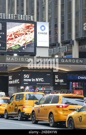 Madison Square Garden MSG, eine Mehrzweck-Sport- und Konzertarena über der Metro Penn/Pennsylvania Station im Chelsea-Viertel von Manhattan zwischen 7. und 8. Avenue, New York City NYC in den Vereinigten Staaten. Heute ist es die Heimat der New York Rangers der National Hockey League - NHL und der New York Knicks der National Basketball Association - NBA (Foto von Nicolas Economou/NurPhoto) Stockfoto