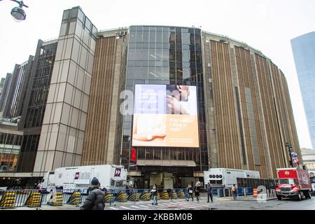 Madison Square Garden MSG, eine Mehrzweck-Sport- und Konzertarena über der Metro Penn/Pennsylvania Station im Chelsea-Viertel von Manhattan zwischen 7. und 8. Avenue, New York City NYC in den Vereinigten Staaten. Heute ist es die Heimat der New York Rangers der National Hockey League - NHL und der New York Knicks der National Basketball Association - NBA (Foto von Nicolas Economou/NurPhoto) Stockfoto