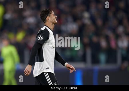 Cristiano Ronaldo von Juventus reagiert während des UEFA Champions League-Spiel der Gruppe D zwischen Juventus und Atletico Madrid am 26. November 2019 in der Juventus Arena in Turin, Italien. (Foto von Jose Breton/Pics Action/NurPhoto) Stockfoto