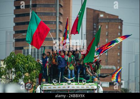 Die Proteste von Indigenen und Studenten in Bogota, Kolumbien, dauern am 29. November 2019 an. (Foto von Juan Carlos Torres/NurPhoto) Stockfoto