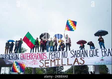 Die Proteste von Indigenen und Studenten in Bogota, Kolumbien, dauern am 29. November 2019 an. (Foto von Juan Carlos Torres/NurPhoto) Stockfoto