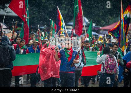 Die Proteste von Indigenen und Studenten in Bogota, Kolumbien, dauern am 29. November 2019 an. (Foto von Juan Carlos Torres/NurPhoto) Stockfoto