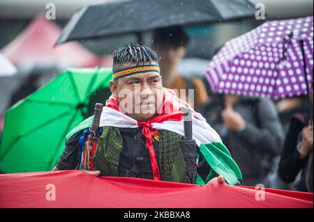 Die Proteste von Indigenen und Studenten in Bogota, Kolumbien, dauern am 29. November 2019 an. (Foto von Juan Carlos Torres/NurPhoto) Stockfoto