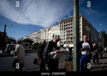 Arbeiter protestieren am 30. November 2019 in Athen, Griechenland. (Foto von Nikolas Kokovlis/NurPhoto) Stockfoto