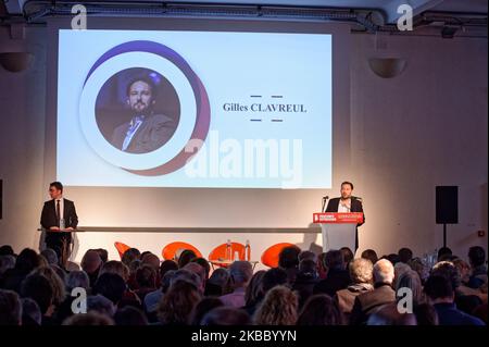Gründer der neuen politischen Partei - Le Printemps Republicain - Gilles Claveur spricht während des Treffens - 30. November 2019, Paris (Foto: Daniel Pier/NurPhoto) Stockfoto