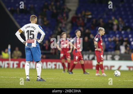 15 David Lopez von RCD Espanyol während des La Liga Santander Spiels zwischen RCD Espanyol und CA Osasuna und im RCD Stadium in Barcelona 01. Dezember 2019, Spanien. (Foto von Xavier Bonilla/NurPhoto) Stockfoto