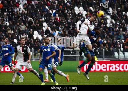 Juventus-Stürmer Cristiano Ronaldo (7) führt den Ball während des Serie-A-Fußballspiels Nr.14 JUVENTUS - SASSUOLO am 01. Dezember 2019 im Allianz-Stadion in Turin, Piemont, Italien. (Foto von Matteo Bottanelli/NurPhoto) Stockfoto