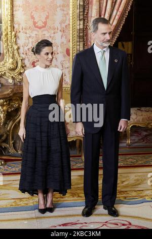 Der spanische König und die spanische Königin Leopia nehmen während der COP25 im Königspalast in Madrid, Spanien, an der Audienz des Palastes Teil. 02. Dezember 2019. (Foto von A. Ware/NurPhoto) Stockfoto