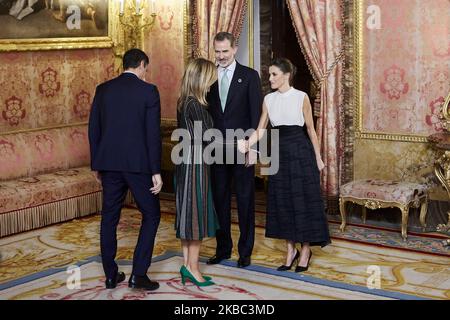 Der spanische König und die spanische Königin Leopia nehmen während der COP25 im Königspalast in Madrid, Spanien, an der Audienz des Palastes Teil. 02. Dezember 2019. (Foto von A. Ware/NurPhoto) Stockfoto