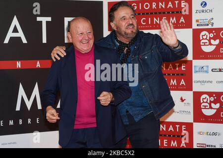 Massimo Boldi und Christian De Sica nehmen am 2. Dezember 2019 an einer Fotozelle während des Giornate Professionali del Cinema Sorrento Italien 41. Teil. (Foto von Franco Romano/NurPhoto) Stockfoto