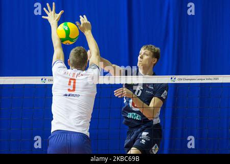 Patryk Niemiec, Timo Tammemaa (Tours) beim CEV Champions League Volley-Spiel zwischen Verva Warsaw Orlen Paliwa und Tours VB am 12. Dezember 2019 in Warschau, Polen. (Foto von Foto Olimpik/NurPhoto) Stockfoto