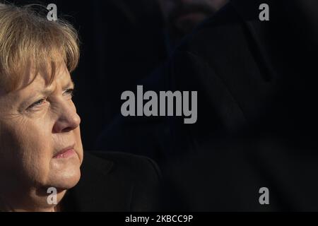 Angela Merkel, Bundeskanzlerin von Deutschland, gesehen während ihres Besuches im ehemaligen nationalsozialistischen deutschen Konzentrations- und Vernichtungslager Auschwitz II Birkenau. Am Freitag, den 6. Dezember 2019, im Lager Auschwitz, Oswiecim, Polen. (Foto von Artur Widak/NurPhoto) Stockfoto