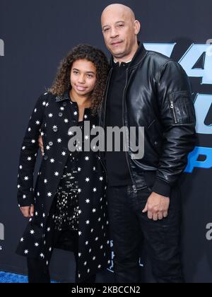 UNIVERSAL CITY, LOS ANGELES, KALIFORNIEN, USA - 07. DEZEMBER: Ähnlich Diesel und Vater/Schauspieler Vin Diesel kommen zur Los Angeles Premiere von Netflix's "Fast and Furious: Spy Racers", die am 7. Dezember 2019 im Universal Cinema AMC im CityWalk Hollywood in Universal City, Los Angeles, Kalifornien, USA, stattfand. (Foto von Xavier Collin/Image Press Agency/NurPhoto) Stockfoto