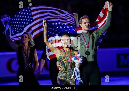 Madison CHOCK / Evan BATES (USA) bei der Preisverleihung des Eistanzes des ISU-Eiskunstlauf-Grand-Prix-Finales in Palavela am 7. Dezember 2019 in Turin, Italien (Foto: Mauro Ujetto/NurPhoto) Stockfoto