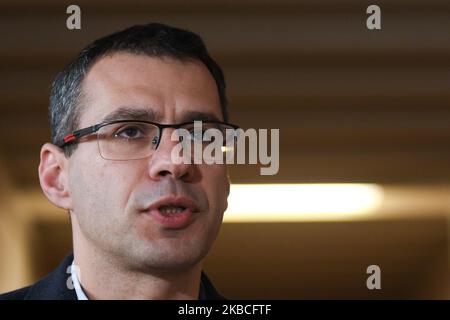 Jacek Karnowski, ein polnischer Journalist, spricht vor der offenen Debatte "LGBT-Ideologie und Geschlecht" mit den Medien. Erleben Sie die EU-Länder und die EU-Politik“, in der Päpstlichen Universität von Johannes Paul II. In Krakau. Am Montag, den 9. Dezember 2019, in Krakau, Polen. (Foto von Artur Widak/NurPhoto) Stockfoto