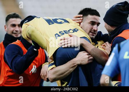 Alberto Spagnoli und Alessandro Mattioli beim Spiel Serie C - Girone B zwischen Modena und Ravenna im Stadio Braglia am 14. Dezember 2019 in Modena, Italien. (Foto von Emmanuele Ciancaglini/NurPhoto) Stockfoto