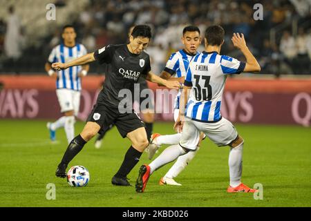 Nam Tae-hee setzt sich beim FIFA Club World Cup 2.-Round-Match zwischen Monterrey und Al-Sadd Sports Club am 14. Dezember 2019 im Jassim bin Hamad Stadium in Doha, Katar, durch. (Foto von Simon Holmes/NurPhoto) Stockfoto