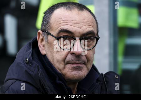 Juventus-Trainer Maurizio Sarri blickt während des Fußballspiels Nr. 16 JUVENTUS - UDINESE am 15. Dezember 2019 im Allianz-Stadion in Turin, Piemont, Italien, auf. (Foto von Matteo Bottanelli/NurPhoto) Stockfoto