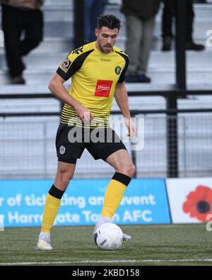 Connor Hall of Harrogate Town während des Buildbase FA Trophy-Spiels zwischen Harrogate Town und Hartlepool United in Wetherby Road, Harrogate am Samstag, 14.. Dezember 2019. (Foto von Mark Fletcher/MI News/NurPhoto) Stockfoto