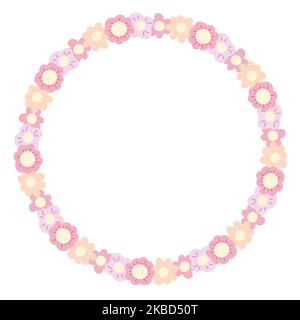 Vector floralen sanften Rahmen in Pastellfarben mit Platz für Text. Runder Kranz aus kleinen zarten naiven Blumen und Kopierraum. Blütenvorlage Stock Vektor