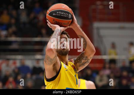 Scottie Wilbekin von Maccabi FOX Tel Aviv in Aktion während des EuroLeague-Basketballspiels zwischen Zenit St. Petersburg und Maccabi FOX Tel Aviv am 17. Dezember 2019 in der Sibur Arena in Sankt Petersburg, Russland. (Foto von Mike Kireev/NurPhoto) Stockfoto