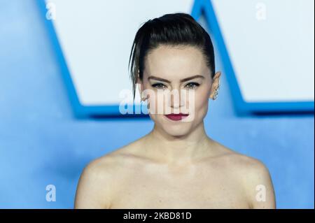 Daisy Ridley nimmt an der europäischen Filmpremiere von „Star Wars: The Rise of Skywalker“ am 18. Dezember 2019 auf dem Cineworld Leicester Square in London, England, Teil. (Foto von Wiktor Szymanowicz/NurPhoto) Stockfoto