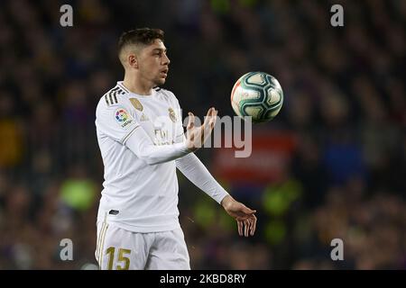 Federico Valverde von Real Madrid während des Liga-Spiels zwischen FC Barcelona und Real Madrid CF im Camp Nou am 26. Oktober 2019 in Barcelona, Spanien. (Foto von Jose Breton/Pics Action/NurPhoto) Stockfoto