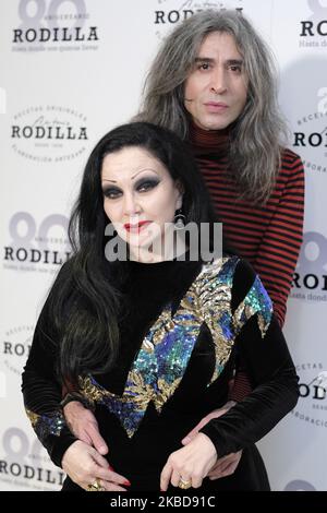Die spanischen Sänger Olvido Gara 'Alaska' und Mario Vaquerizo während des 80.-jährigen Jubiläums von Rodilla am 19. Dezember 2019 in Madrid, Spanien. (Foto von Oscar Gonzalez/NurPhoto) Stockfoto