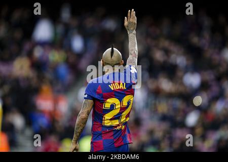 22 Arturo Vidal aus Chile vom FC Barcelona feiert am 21. Dezember 2019 im Camp Nou in Barcelona, Spanien, ein Tor während des La Liga-Spiels zwischen dem FC Barcelona und Deportivo Alaves. (Foto von Xavier Bonilla/NurPhoto) Stockfoto