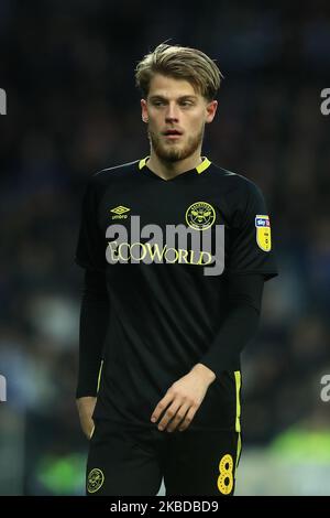 Mathias Jensen von Brentford beim Sky Bet Championship-Spiel zwischen West Bromwich Albion und Brentford am Samstag, dem 21.. Dezember 2019, bei den Hawthorns, West Bromwich. (Foto von Leila Coker/MI News/NurPhoto) Stockfoto