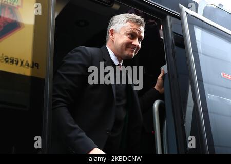 Manchester Uniteds-Manager Ole Gunnar Solskjaer kommt am Sonntag, den 22.. Dezember 2019, zum heutigen Premier League-Spiel zwischen Watford und Manchester United in der Vicarage Road, Watford an. (Foto von Leila Coker/MI News/NurPhoto) Stockfoto