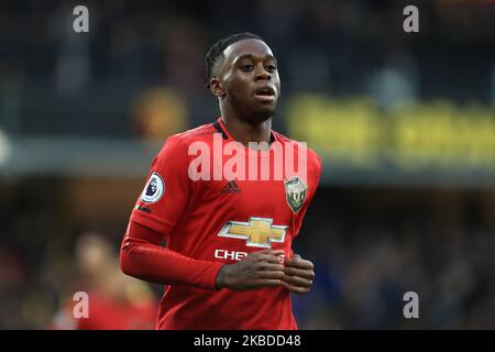 Manchester Uniteds Aaron Wan-Bissaka während des Premier League-Spiels zwischen Watford und Manchester United in der Vicarage Road, Watford am Sonntag, den 22.. Dezember 2019. (Foto von Leila Coker/ MI News/NurPhoto) Stockfoto