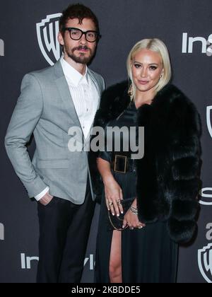 (DATEI) Hilary Duff und Matthew Koma sind verheiratet. BEVERLY HILLS, LOS ANGELES, KALIFORNIEN, USA - 06. JANUAR: Der Sänger Matthew Koma und die Freundin/Schauspielerin Hilary Duff kommen zur InStyle and Warner Bros. Picturs Golden Globe Awards After Party 2019, die am 6. Januar 2019 im Beverly Hilton Hotel in Beverly Hills, Los Angeles, Kalifornien, USA, stattfand. (Foto von Xavier Collin/Image Press Agency/NurPhoto) Stockfoto