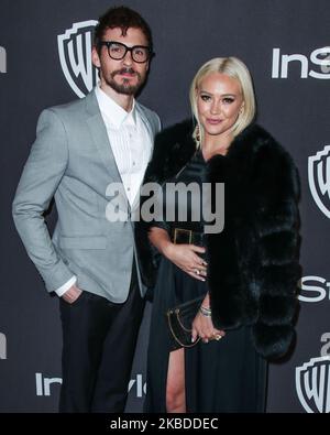 (DATEI) Hilary Duff und Matthew Koma sind verheiratet. BEVERLY HILLS, LOS ANGELES, KALIFORNIEN, USA - 06. JANUAR: Der Sänger Matthew Koma und die Freundin/Schauspielerin Hilary Duff kommen zur InStyle and Warner Bros. Picturs Golden Globe Awards After Party 2019, die am 6. Januar 2019 im Beverly Hilton Hotel in Beverly Hills, Los Angeles, Kalifornien, USA, stattfand. (Foto von Xavier Collin/Image Press Agency/NurPhoto) Stockfoto