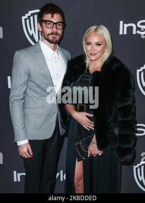 (DATEI) Hilary Duff und Matthew Koma sind verheiratet. BEVERLY HILLS, LOS ANGELES, KALIFORNIEN, USA - 06. JANUAR: Der Sänger Matthew Koma und die Freundin/Schauspielerin Hilary Duff kommen zur InStyle and Warner Bros. Picturs Golden Globe Awards After Party 2019, die am 6. Januar 2019 im Beverly Hilton Hotel in Beverly Hills, Los Angeles, Kalifornien, USA, stattfand. (Foto von Xavier Collin/Image Press Agency/NurPhoto) Stockfoto