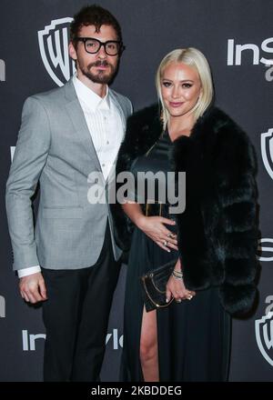(DATEI) Hilary Duff und Matthew Koma sind verheiratet. BEVERLY HILLS, LOS ANGELES, KALIFORNIEN, USA - 06. JANUAR: Der Sänger Matthew Koma und die Freundin/Schauspielerin Hilary Duff kommen zur InStyle and Warner Bros. Picturs Golden Globe Awards After Party 2019, die am 6. Januar 2019 im Beverly Hilton Hotel in Beverly Hills, Los Angeles, Kalifornien, USA, stattfand. (Foto von Xavier Collin/Image Press Agency/NurPhoto) Stockfoto