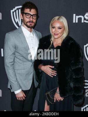 (DATEI) Hilary Duff und Matthew Koma sind verheiratet. BEVERLY HILLS, LOS ANGELES, KALIFORNIEN, USA - 06. JANUAR: Der Sänger Matthew Koma und die Freundin/Schauspielerin Hilary Duff kommen zur InStyle and Warner Bros. Picturs Golden Globe Awards After Party 2019, die am 6. Januar 2019 im Beverly Hilton Hotel in Beverly Hills, Los Angeles, Kalifornien, USA, stattfand. (Foto von Xavier Collin/Image Press Agency/NurPhoto) Stockfoto