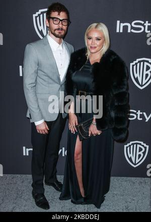 (DATEI) Hilary Duff und Matthew Koma sind verheiratet. BEVERLY HILLS, LOS ANGELES, KALIFORNIEN, USA - 06. JANUAR: Der Sänger Matthew Koma und die Freundin/Schauspielerin Hilary Duff kommen zur InStyle and Warner Bros. Picturs Golden Globe Awards After Party 2019, die am 6. Januar 2019 im Beverly Hilton Hotel in Beverly Hills, Los Angeles, Kalifornien, USA, stattfand. (Foto von Xavier Collin/Image Press Agency/NurPhoto) Stockfoto