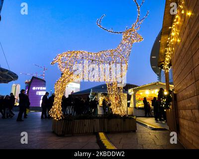 Gesamtansicht des Platzes Gae Aulenti in Mailand, Italien, am 23 2019. Dezember (Foto: Mairo Cinquetti/NurPhoto) Stockfoto