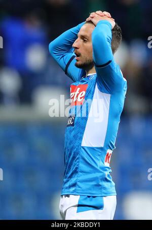 Nachspiel von Dries Mertens von Neapel nach einem verpassten Tor während des Fußballs Serie A Spiel uns Sassuolo gegen SSC Napoli im Mapei Stadion in Reggio Emilia, Italien am 22. Dezember 2019 (Foto von Matteo Ciambelli/NurPhoto) Stockfoto