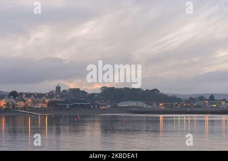 Eine allgemeine Ansicht der Wicklow Town Küstenlinie, Co. Wicklow. Am Montag, den 23. Dezember 2019, in Dublin, Irland. (Foto von Artur Widak/NurPhoto) Stockfoto