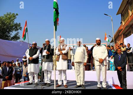 Rajasthan Chief Minister Ashok Ghelot , Rajasthan Kongress Präsident Sachin Pilot und Senior Leader Avinash Pandey während der 135. Congress Party Foundation Day Feier bei PCC in Jaipur am 28. Dezember 2019. (Foto von Vishal Bhatnagar/NurPhoto) Stockfoto