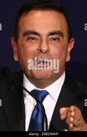 Carlos Ghosn, President und Chief Executive Officer von Nissan Motor Co, spricht auf einer Pressekonferenz im Club of Japan Foreign Correspondents in Tokio am 17. Juli 2014. (Foto von Hitoshi Yamada/NurPhoto) Stockfoto